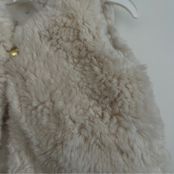 H&M Faux Fur Beige Vest Sleeveless Button Up-Baby’s Size 9 Months - Picture 2 of 6